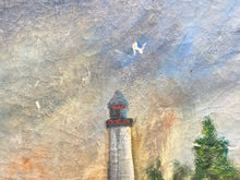 Vintage Artist Signed Nautical Lighthouse Oil Painting - view 8