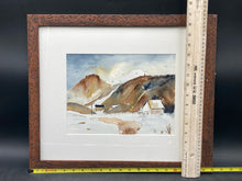 Original Winter Mountain Ranch Landscape Watercolor Painting