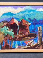 Original Artist Signed "Shacks On Water" Acrylic Painting - view 2