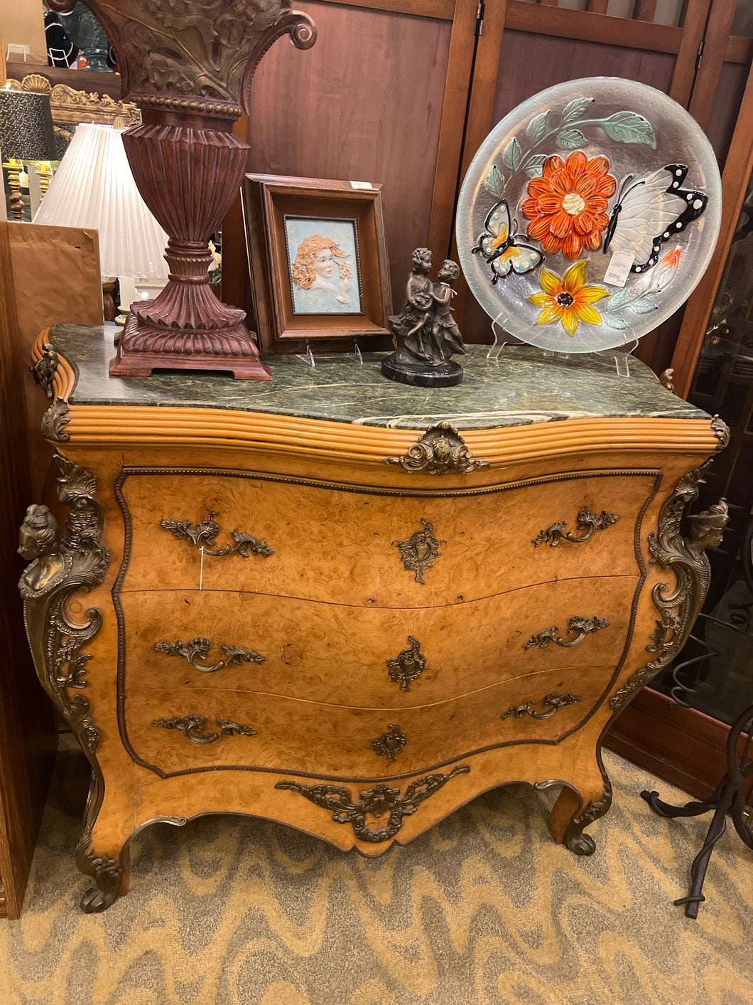 Walnut French Empire Bombe Chest
