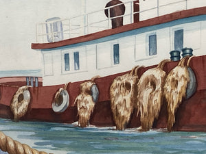 Suzy Leeja Carrington "Battler Port Canaveral Towing" Watercolor Painting