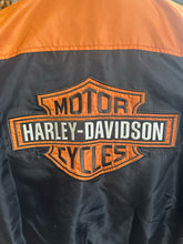 Vintage Harley Davidson Bomber Jacket Mens M Black Orange Motorcyle Biker