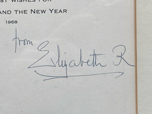 Queen Elizabeth, Queen Mother Signed 1968 Christmas Card, Framed