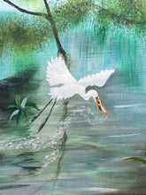 Original E. Wilson Sanders 16x20" Flordia Egret Painting