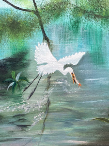 Original E. Wilson Sanders 16x20" Flordia Egret Painting