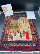 Antique Judaic Pictorial Israeli Wailing Wall Hand Woven Marbediah Rug