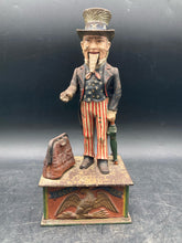 Antique Original 1886 Shepard Hardware Uncle Same Mechanical Coin Bank