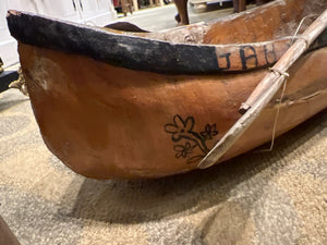 Folk Art Antique Hand Carved Wood Canoe