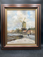 Artist Signed Original Mid Century Dutch Countryside Oil Painting