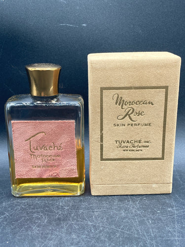 Rare Vintage 1940s Tuvache Moroccan Rose Skin 4 Ounce Perfume W/ Box