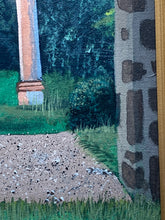 Artist Signed Garden Courtyard Landscape Acrylic Painting