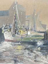 Framed Original 14x17" A.F. Jacobsen "Draggers In Rockport Harbor" Painting - view 2
