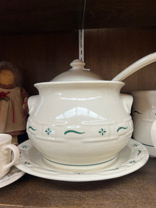 Longaberger Soup Tureen w/ Ladle & Plate