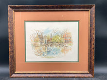 Bernadette Voz Signed Bruges Belgium Watercolor Print, Framed