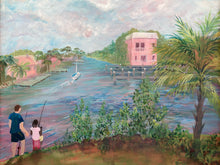 Black Signed Original Coastal Florida Landscape Acrylic Painting