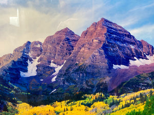 24x36" Maroon Bells Colorado Mountains Photograph, Framed & Matted
