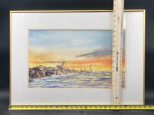 O'Brien Signed Orignial Nautical FIshing Scene Watercolor Painting