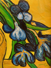 Vincent Van Gogh Vases With Irises Against Yellow Background Repro Oil Painting