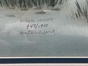 Anton Wang Signed Herons Print, Framed