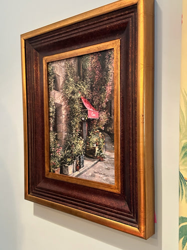 Framed Roger Duvall St Moritz Cafe Landscape with Green Botanical Plants
