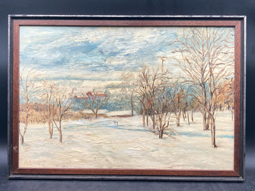 Artist Signed Winter Landscape Oil Painting