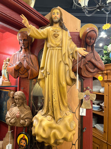 Hand Carved Jesus on Cloud Wall Hanging