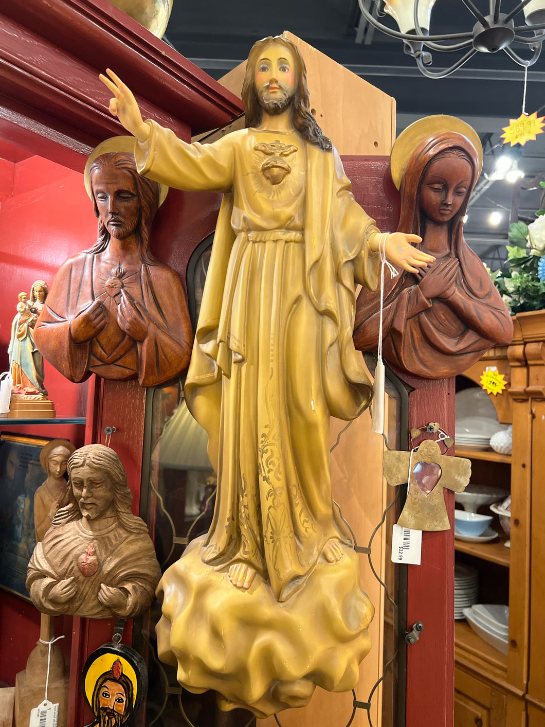 Hand Carved Jesus on Cloud Wall Hanging