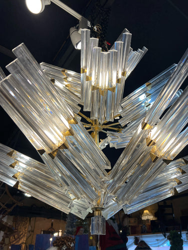 Large Italian Murano Glass Crystal Chandelier