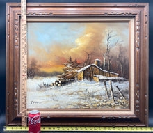 Artist Signed Winter Landscape Oil Painting, Framed