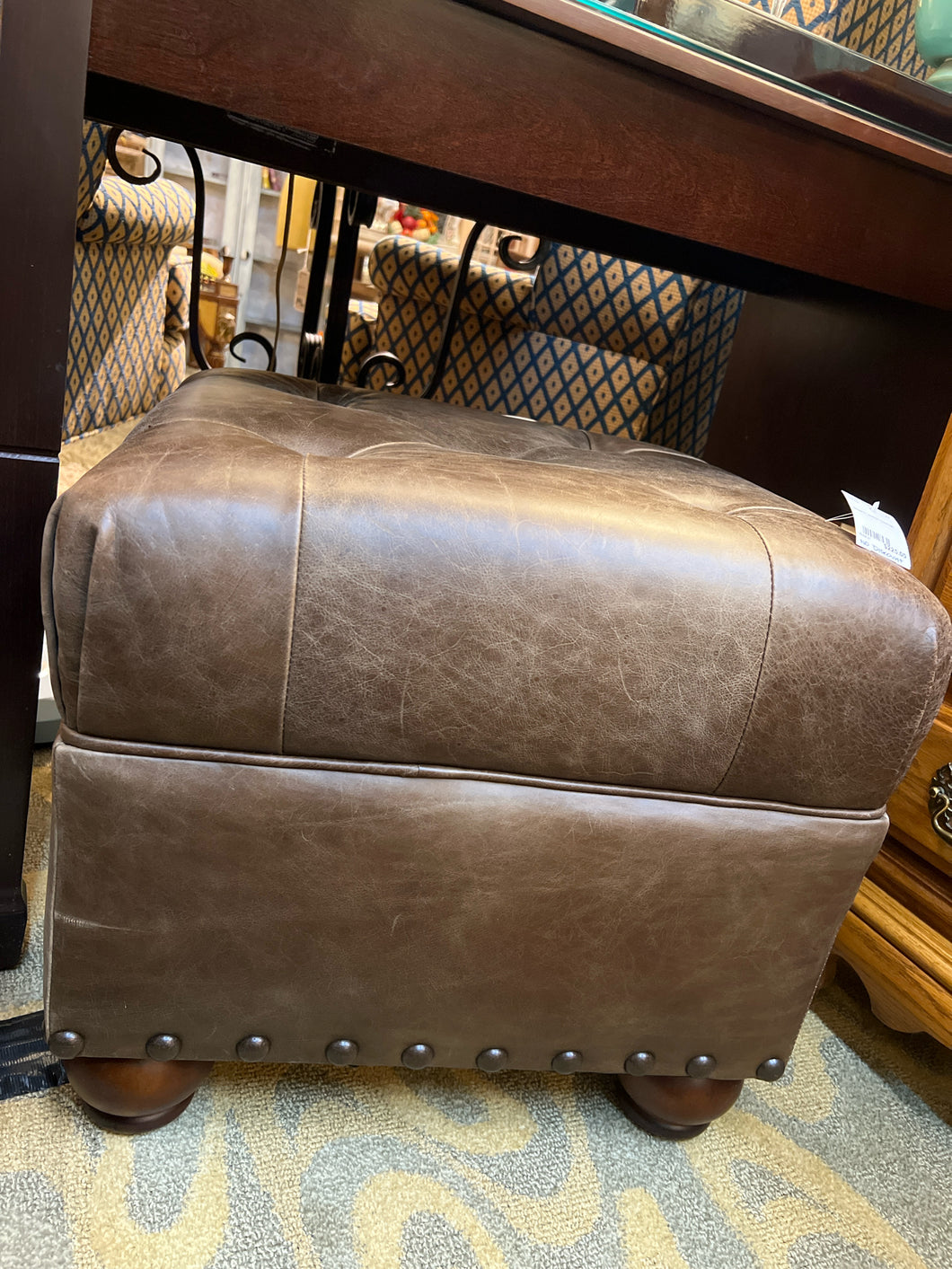 Square Leather Ottoman