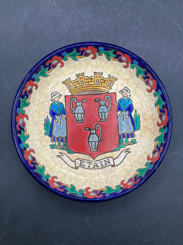 Emaux De Longwy Etain Coat Of Arms Trinket Bowl