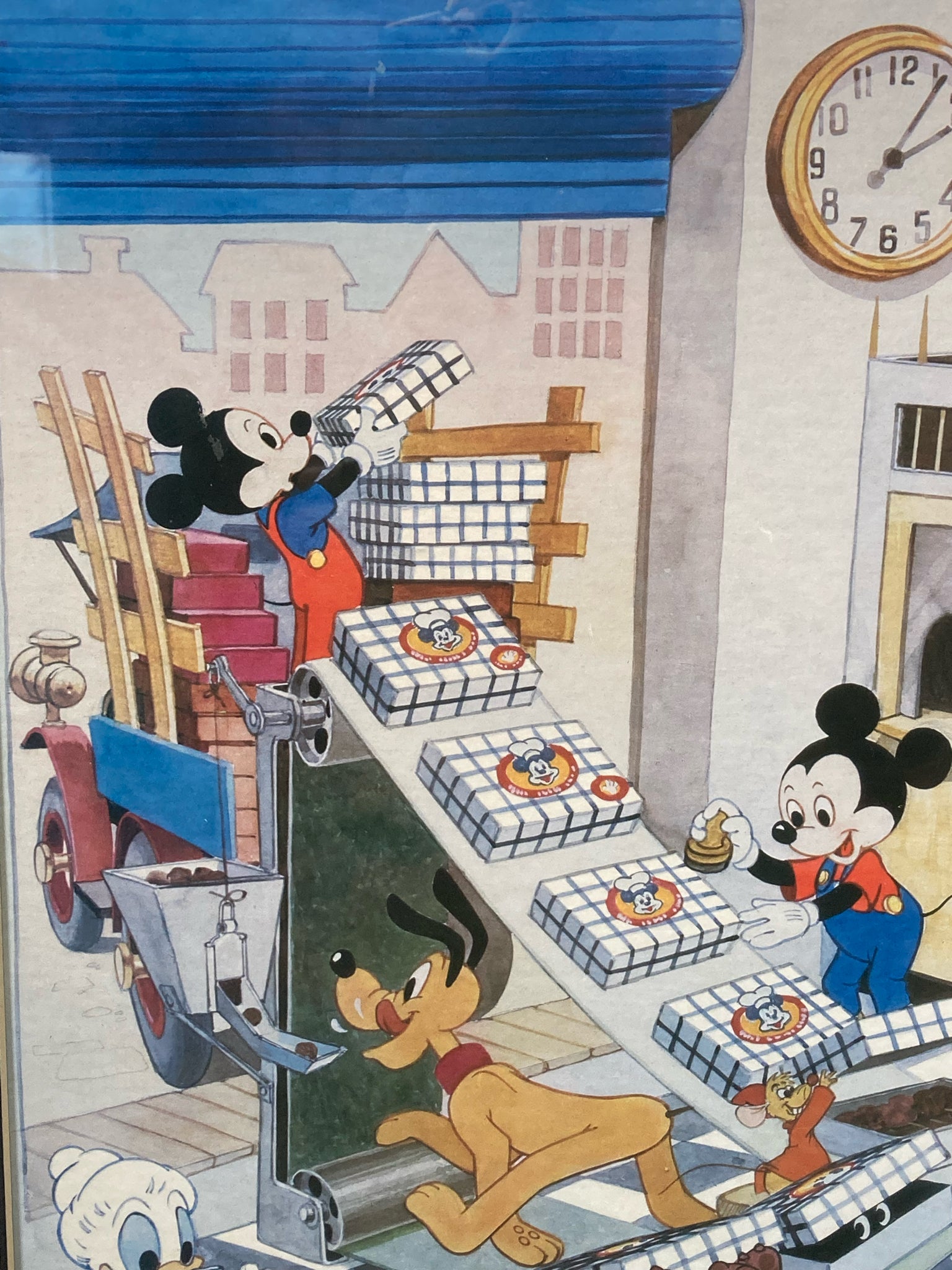 Rare Vintage Disney Mickey Mouse Chocolate Factory Framed Print