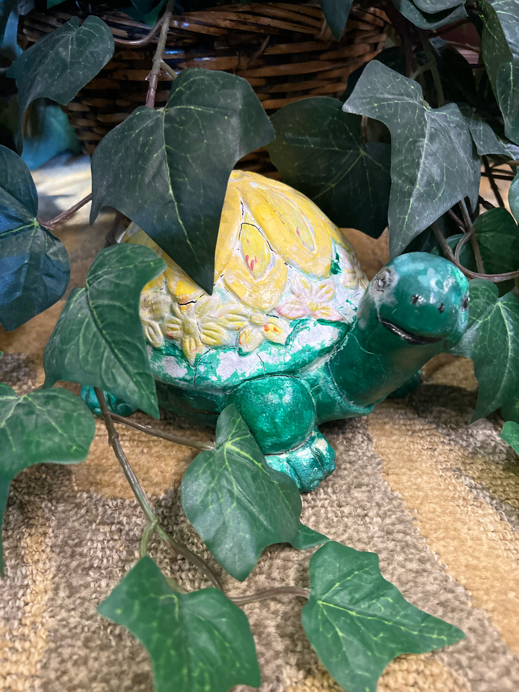 Green And Yellow Concrete Turtle