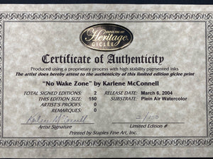 Karlene McConnell Signed Limited Edition "No Wake Zone" Giclee Print W/ CoA