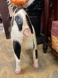 Metal Cow with Chickens