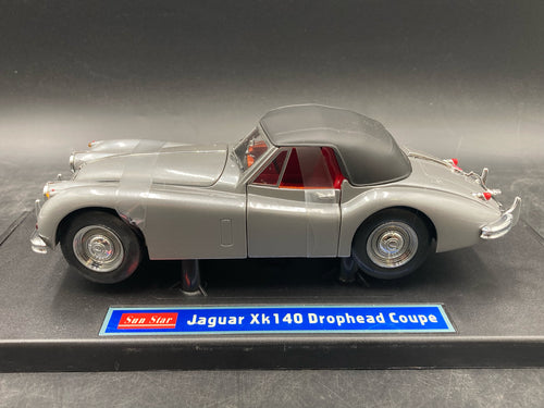 Sunstar 1/18 Jaguar XK140 Drophed Coupe Die Cast W/ Display Stand
