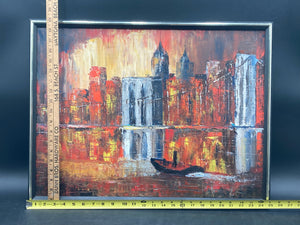 Origina Artist Signed New York City Brooklyn Bridge Painting