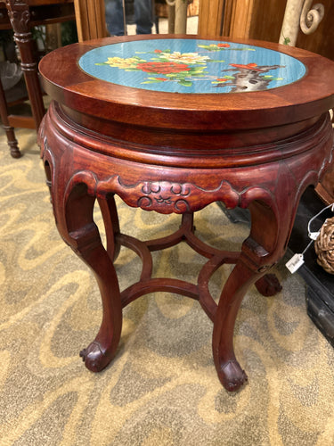 19th Century Chinese Rosewood Side Table W/ Cloisonne Top