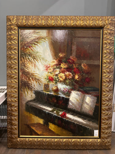 Framed Piano Room Oil Painting by 
