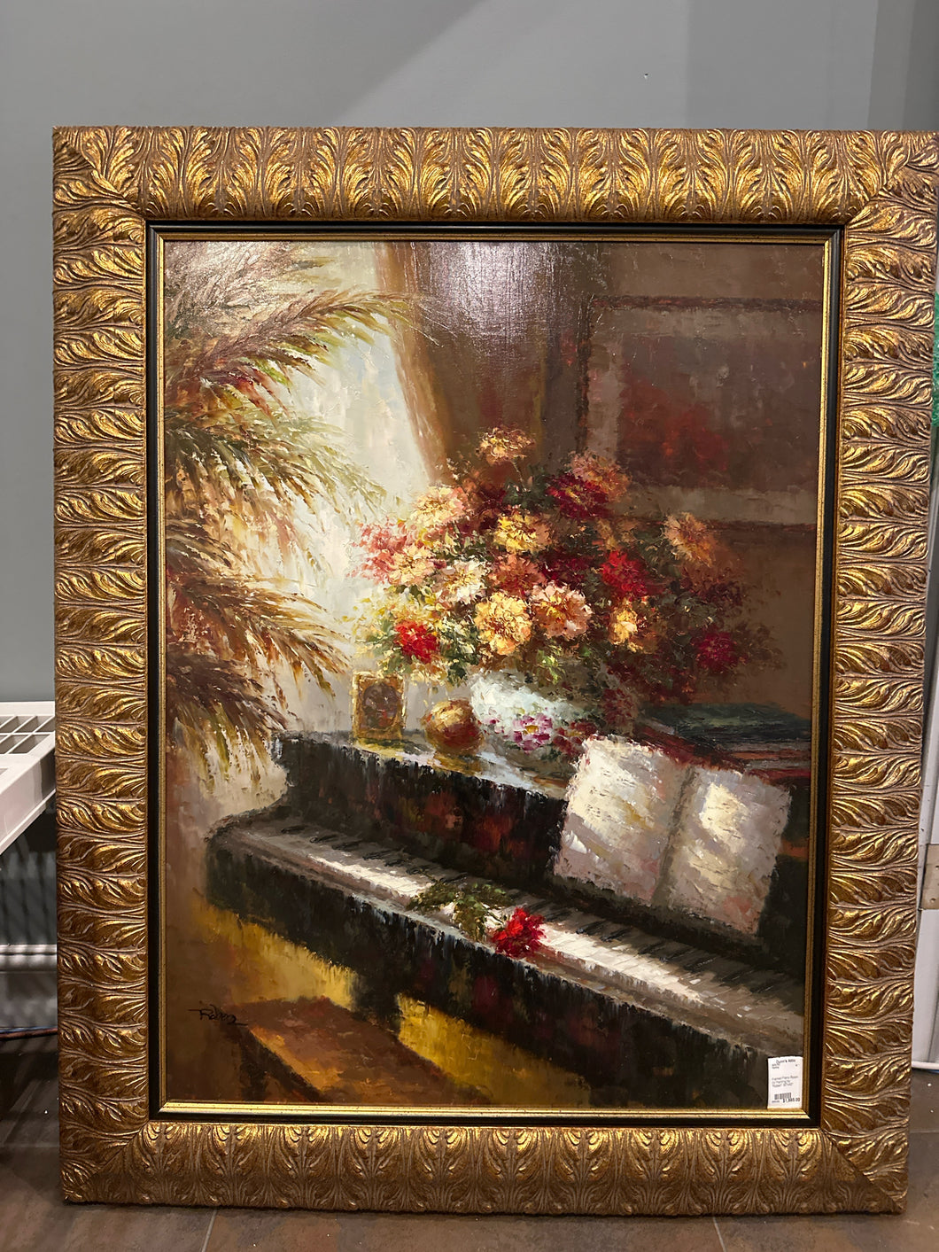 Framed Piano Room Oil Painting by 