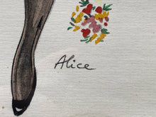 Alice Huertas Signed "Bal Tabarin" French Cancan Girl Colored Drawing