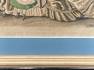Antique Godey's Fashions For August 1869 Print, Framed