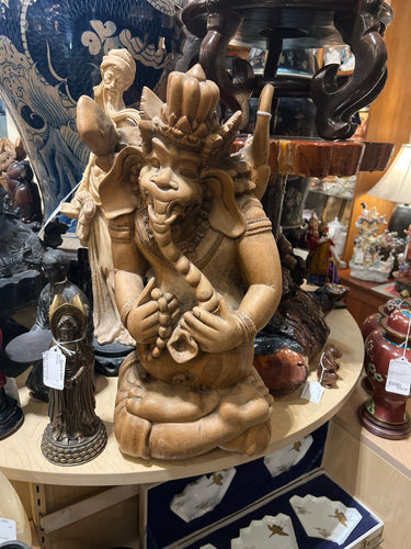 Large Solid Wood Hindu God Ganesh