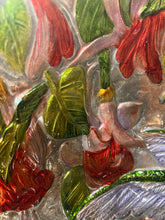 Large Hummingbird Art Glass Plate With Stand