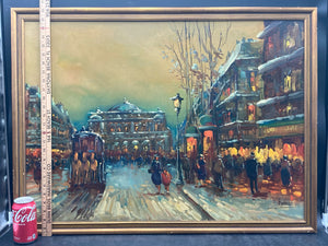 N. Romeo Signed Parisian Street Scene Painting