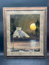 Signed Mayan "Costa Maya" Temple Painting, Framed