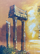 Artist Signed Mid Century Greek Ruins Oil Painting