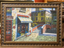 Original Artist Signed Venetian Cafe Oil Painting, Framed