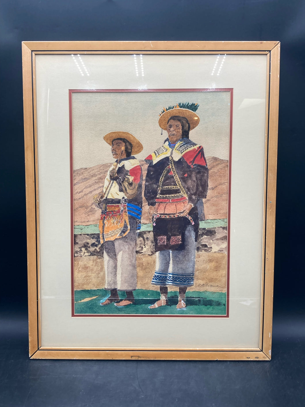 E.A. Evans Signed Native American Watercolor Painting