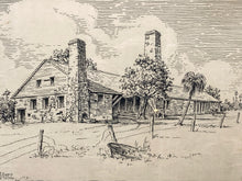 Don J. Emery Signed Antique Florida Sugar Mill Sketch, Framed